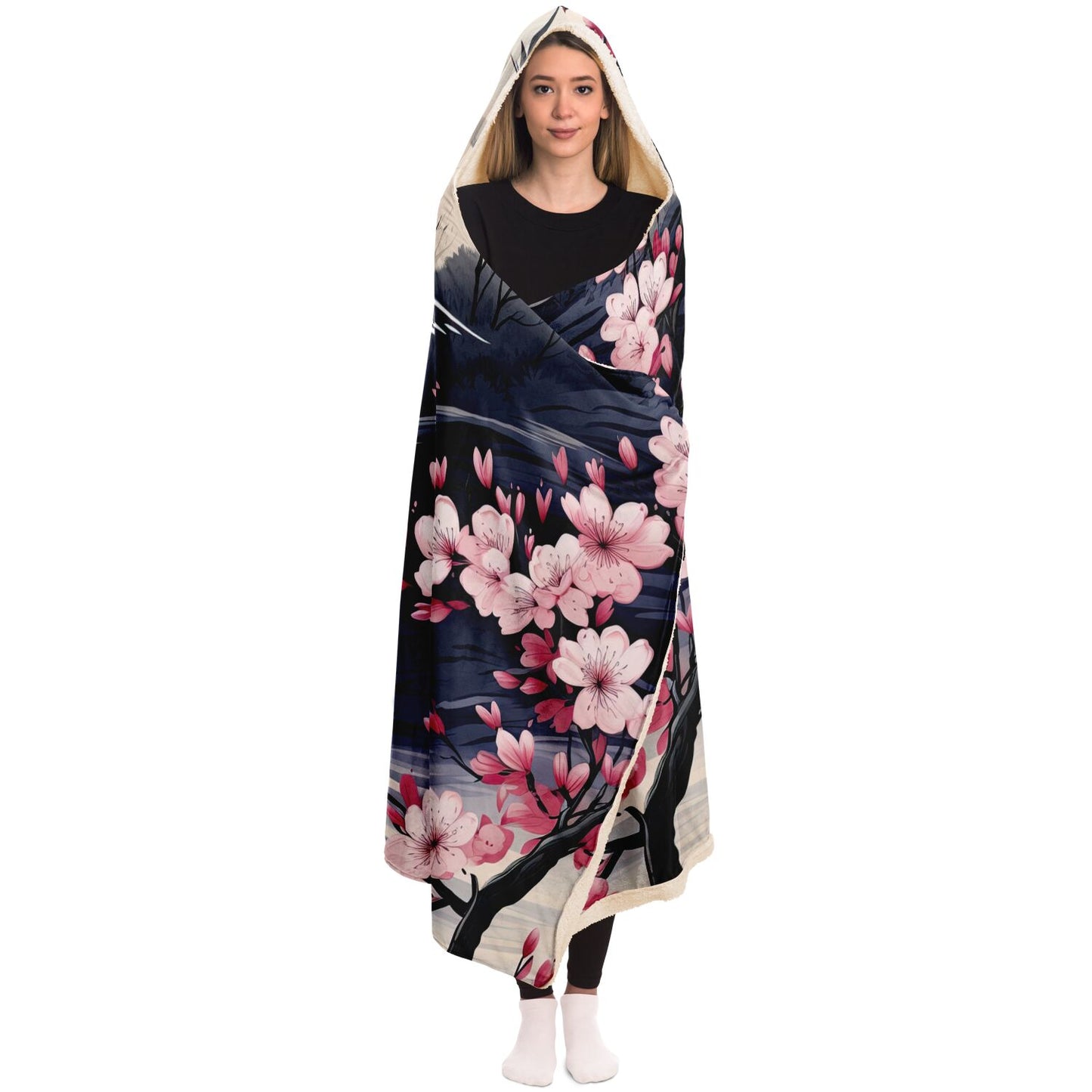 Kozy Komfort Hooded Cherry Blossom Blanket