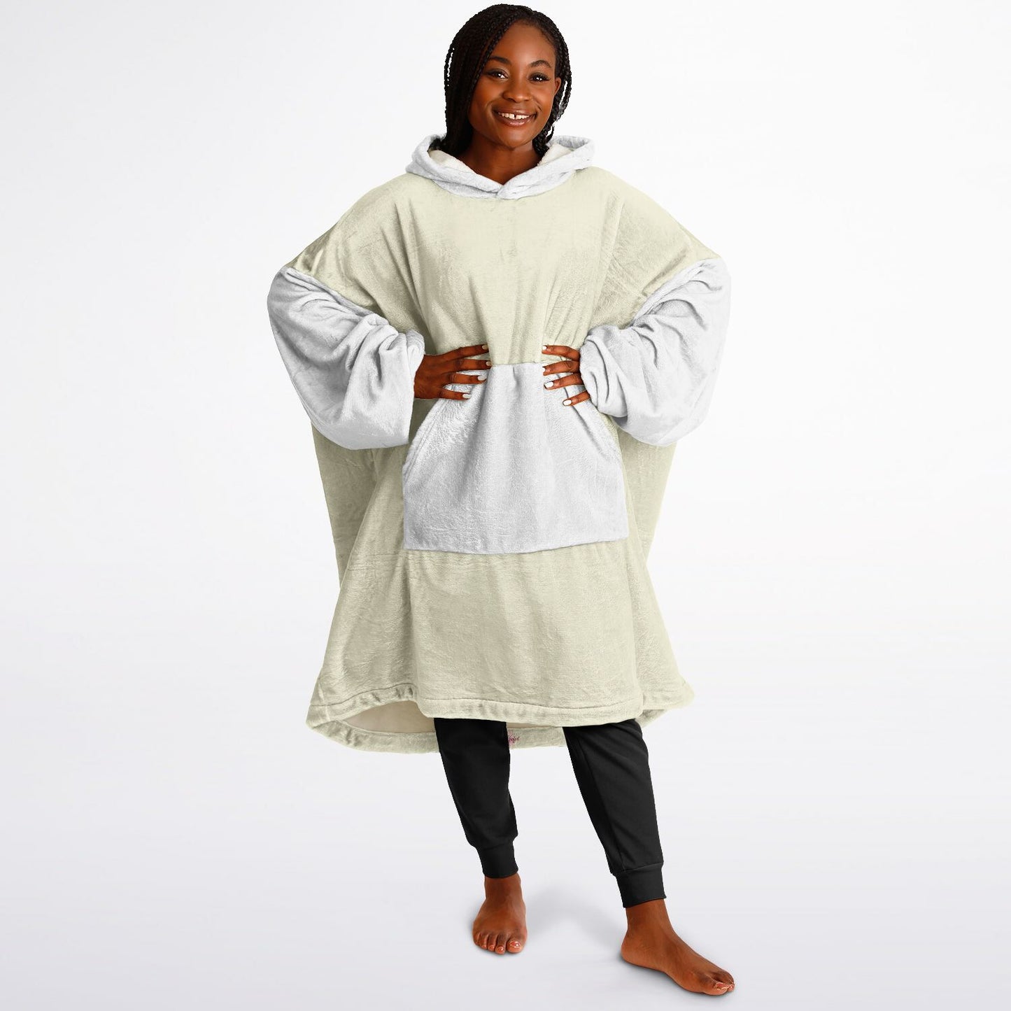 Kozy Komfort Blanket Hoodie - Cream/White